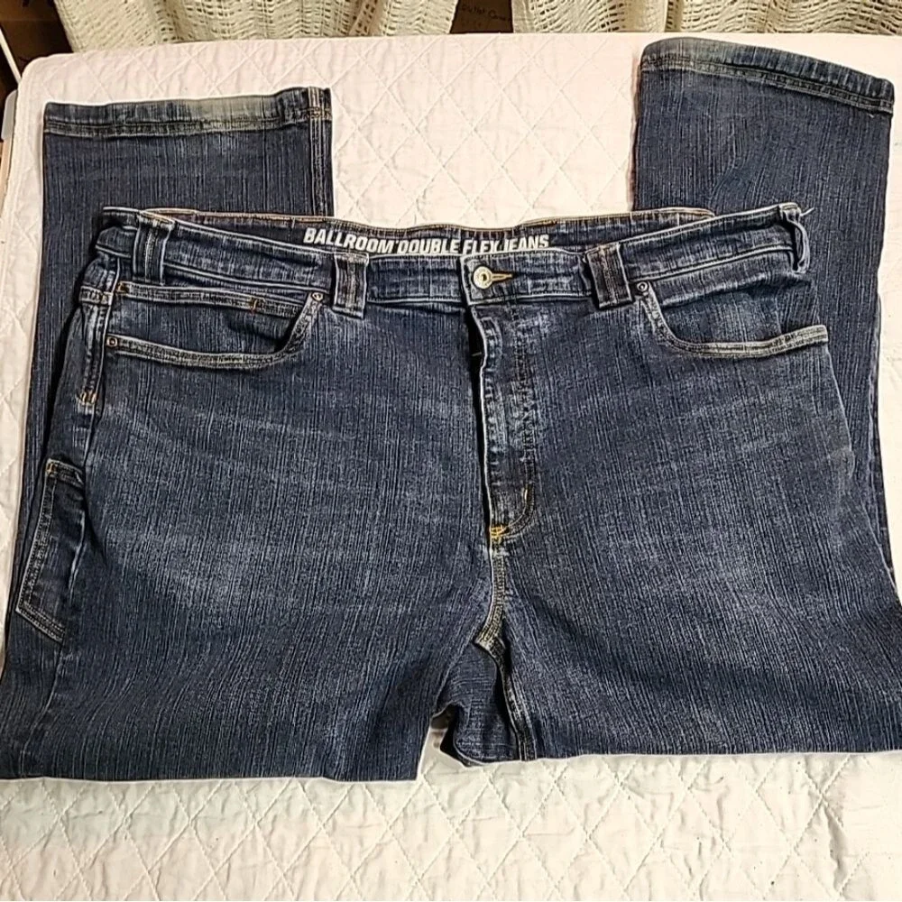 Duluth mens ballroom double flex relaxed dark wash jeans sz 44×30